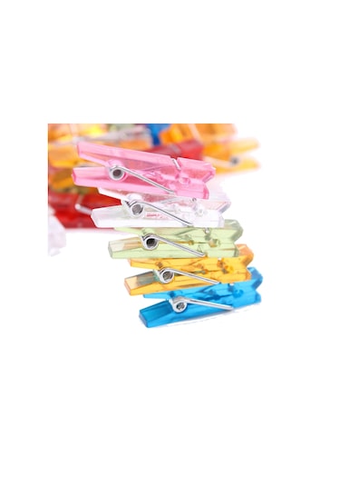 Hidz 15'li Şeffaf Renkli Minik Mandal - 3,5 Cm