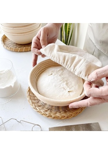 Maoyaya Banneton Ekmek Prova Sepeti, 9 İnç Yuvarlak Hamur Sepeti, Rattan El Yapımı, Maya Ekmeği Kiti Diğer