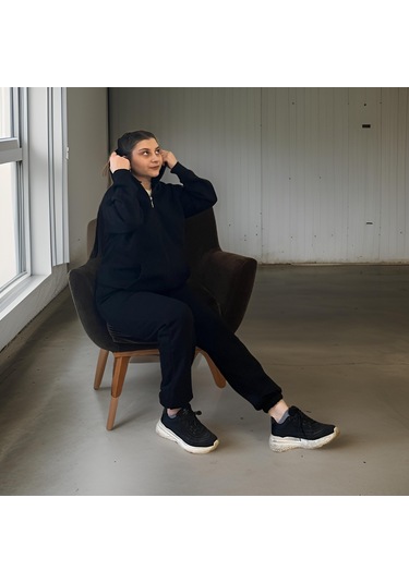 Ceyss Design Unisex Üç İplik Şardonlu Kapüşonlu Hırkalı Eşofman Takımı-siyah Siyah