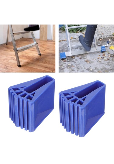 Homyl 2x Merdiven Ayakları Kaymaz Teleskopik Ahşap Mavi