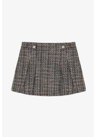 Quzu Pileli Düğme Aksesuarlı Tüvit Kahverengi Kadın Etek Etk00879 Kahverengi