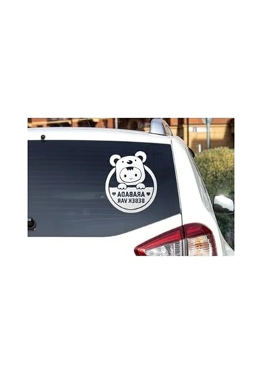 24x28 Cm Arabada Bebek Var Sticker, Cam İçin