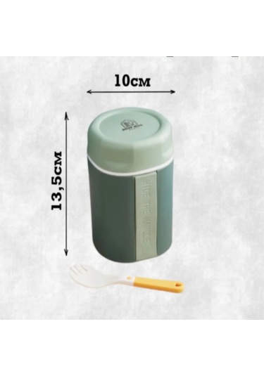 Kangvka Yeşil Isı Saklama Pp Çorba Kasesi, Taşınabilir Kapaklı Kahvaltı Kupa, Çatal Bıçaklı 220g 13.5x10x10cm