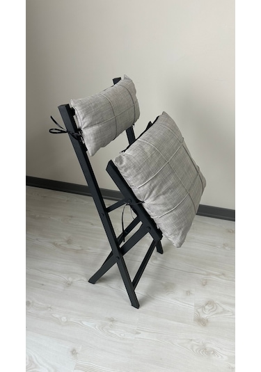 Modern Style Home Minderli Balkon Bahçe Mutfak Bistro Set Katlanır 4+1 Masa-sandalye Açık Gri