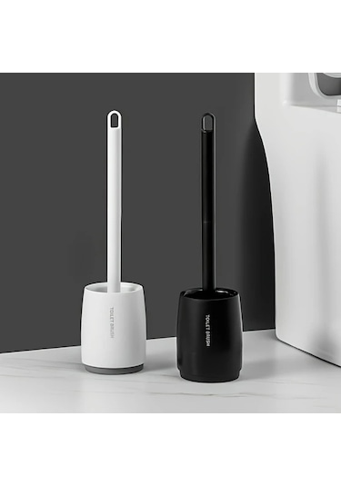 Willowhaven Beyaz Sağlam Plastik Tuvalet Fırçası Yumuşak Kıllı Bağımsız Askılı Dayanıklı beyaz