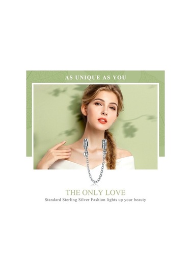 Fastbuy S925 Ayar Gümüş Kalp Kolye, Emniyet Zinciri, Çok Renkli Modeller Çok Renkli