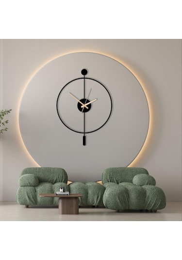 Minimalist Çelik Duvar Saati 49x38cm Sessiz Quartz Mekanizma Altın