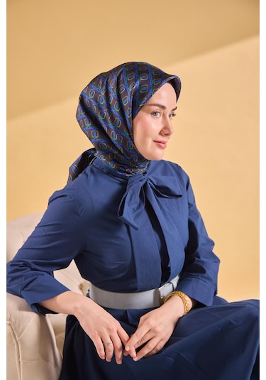 Silk Home Twill İpek Eşarp Zincir Morcivert Çok Renkli