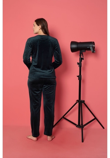 Lukitus Pamuklu Kadife Pijama Takımı Yeşil Kadife01 Yeşil