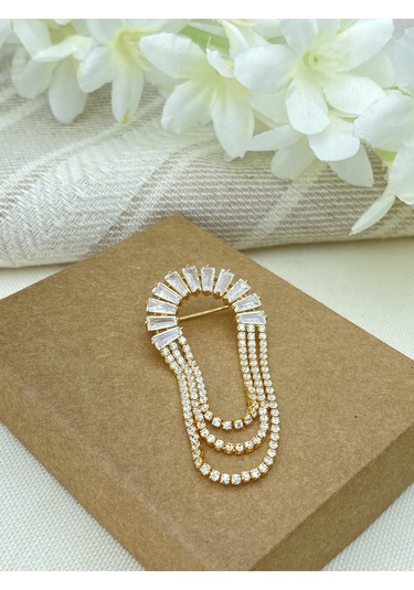 Kyver Su Yolu Sallantılı Zirkon Taşlı Broş