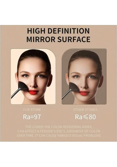 Honeybeeshop Pembe Işıklı Makyaj Aynası Taşınabilir 3 Renk Aydınlatma Dokunmatik Şarj Edilebilir Led Pembe