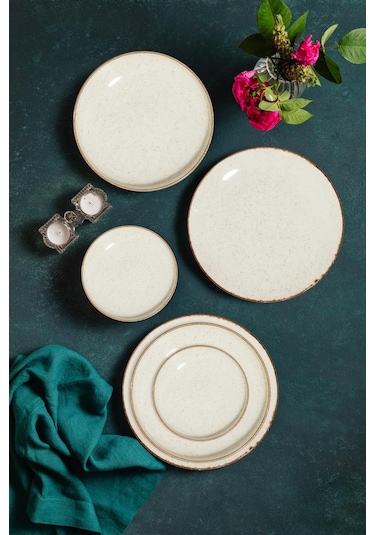 Porser Porselen Sofia Vena Tarçın Yemek Takımı 6 Kişilik 24 Parça S302451103 Ekru