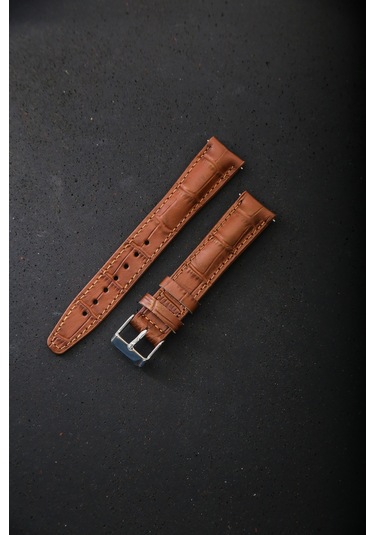 Hakiki Deri 18mm Akıllı Pimli Saat Kordonu Taba