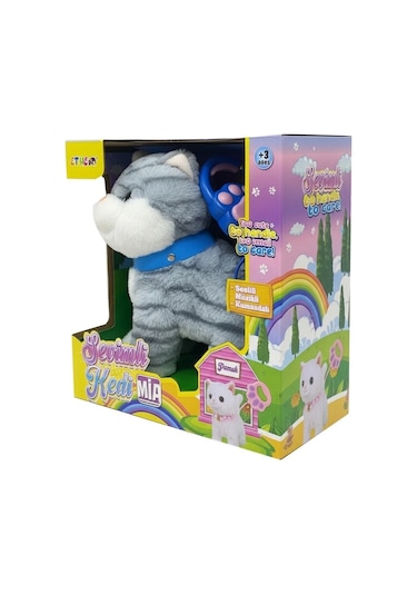 20 Cm Kablo Kumandalı Yürüyen Pelüş Kedi 5627 Çok Rengi