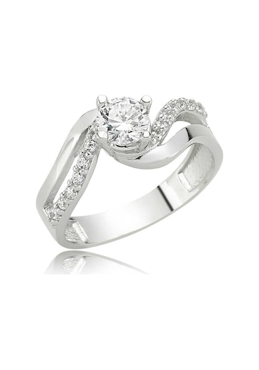 Gümüş Tek Taş Bayan Yüzük (510780677)