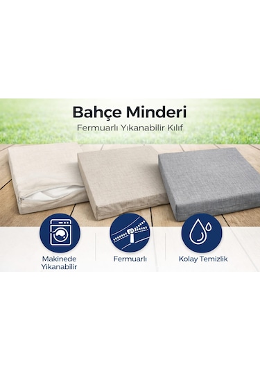 Miralay Bahçe Minderi - Fermuarlı Yıkanabilir Kılıf Krem