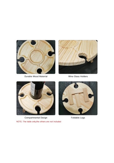 Didadodo Pratik Ahşap Katlanır Mini Piknik Masası - Cam Tutuculu Plaj, Bahçe Partisi, Tekne Ve Kamp İçin Çok Renkli Çok Renkli