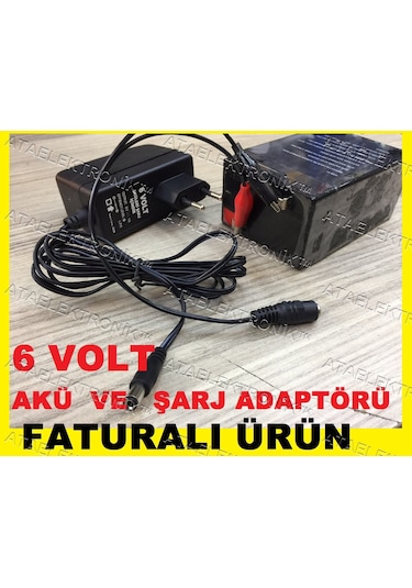 6V 4Ah Akü ve 6 Volt Akü Şarj Cihazı 2Li Set