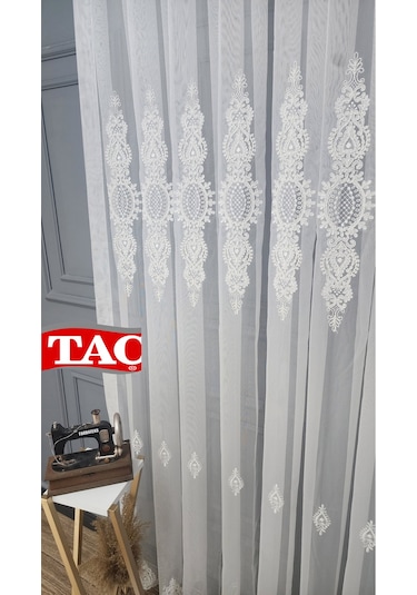 Nakışlı Kort Damask Salon Model Tarz Tasarım Maxima Exculusive 3 Kat Pileli Tül Perde Kortmaximabyz