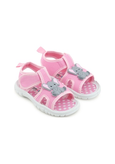 Gezer Kız Çocuk Bilekten Cırtlı Ayarlanabilir Pvc Rahat Esnek Taban Günlük Sandalet Pembe