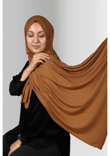 Hardal Düz Klasik Şal Viskon Kumaş Likralı Penye 202101_43 Hardal