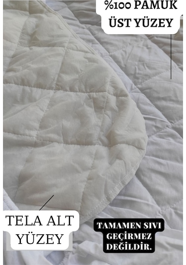 Mona Verde Alez Takımı %100 Pamuklu Sessiz 3 Parça Kapitoneli Yastık Alezli MNVAPFK00 Beyaz
