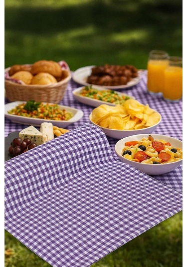 Zefir Desen Sofra Bezi Masa Örtüsü 170 X 170 Cm Lila Çok Renkli