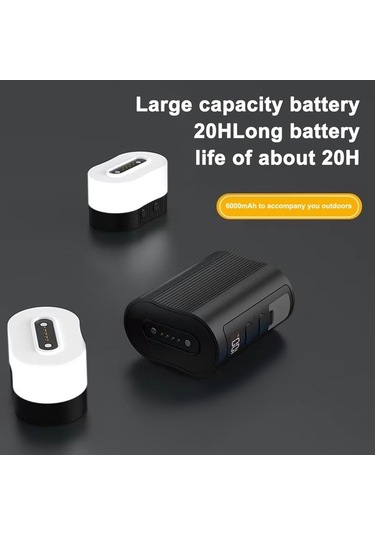 Ebitda Manyetik 2'li Kamp Işığı + Acil Şarj Gerçek Zamanlı Ekran Beyaz Beyaz