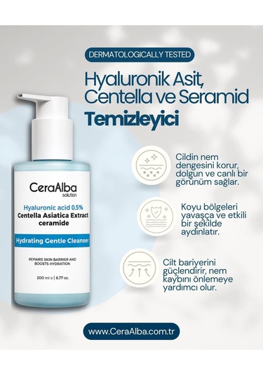 Ceraalba Hyaluronik Asit & Cica Özlü Temizleyici Yüz Yıkama Jeli 200ml