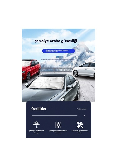 Araç İçi Şemsiye Tipi Araç Ön Camı Güneşlik-küçük