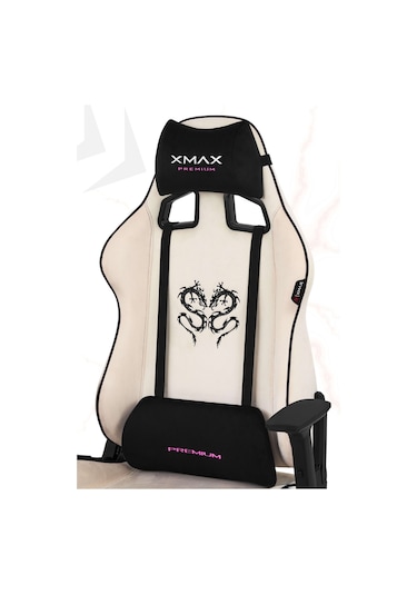 Rio Plus Balerion Terletmez Kadife Kumaş Beyaz Gaming Oyuncu Koltuğu -3 Beyaz