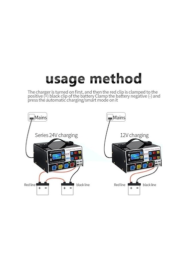 Ab Tak Yüksek Frekans Darbe Onarım Suv Kamyon Tekne Motosiklet Tam Otomatik Araç Akü Şarj Cihazı 12 V/24 V 220 W Yüksek Güç