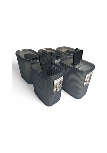 Erzak Saklama Kabı 2.5 Lt, Antrasit, 5'li Set Antrasit