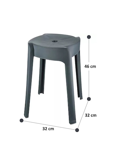 Kaymaz Ayaklı Dekoratif İç İçe Geçebilen Plastik Tabure Mutfak Bahçe Taburesi 6 Adet Latte Latte