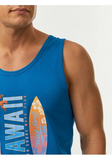 Oodji Baskılı Pamuklu Atlet 228792761 Mavi