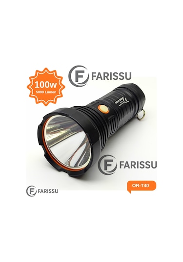 Or-t40 100w 5000 Lümen Şarj Edilebilir Led El Feneri - Yüksek Performans Ve Uzun Çalışma Süresi Siyah