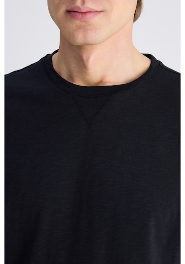 Twn Slim Fit Siyah Düz %100 Pamuklu T-shirt 4ec1447011072 001