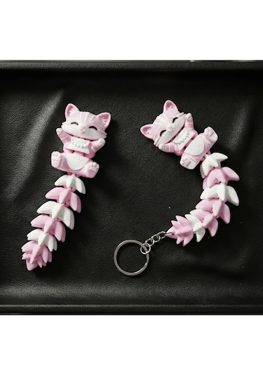 Sevimli Esnek Kedi Anahtarlık Hareketli Fidget Tasarım 2'li