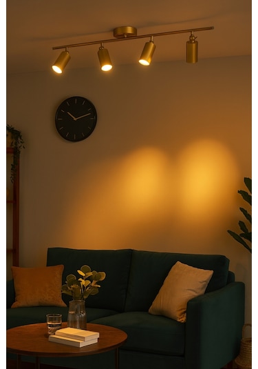 Spoti 4'lü Eskitme Renk Gün Işığı Modern Tasarım Salon - Mutfak - Banyo Spot Ledli Sıralı Avize Eskitme