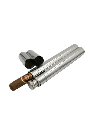 Çelik 2 Li Kapaklı Puro Kılıfı ve İçki Matarası Ps01