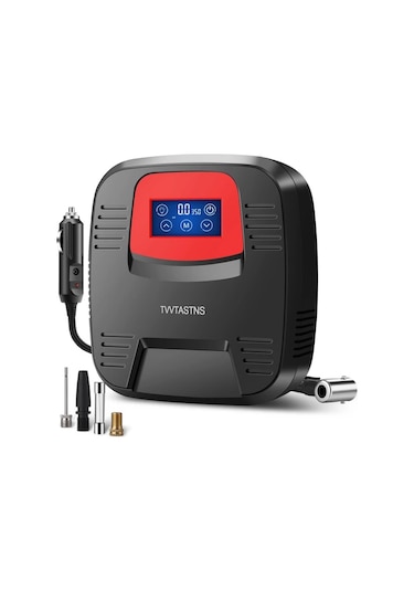 Xuweiwei Kırmızı Hava Kompresörü Lastik İnflatorü Taşınabilir Otomatik Hava Pompası Dokunmatik Ekran Led Işık Araba Bisiklet Basketbol İçin