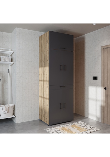 Dora Kapaklı Çamaşır Ve Kurutma Makinesi Dolabı Atlantik Çam - Antrasit