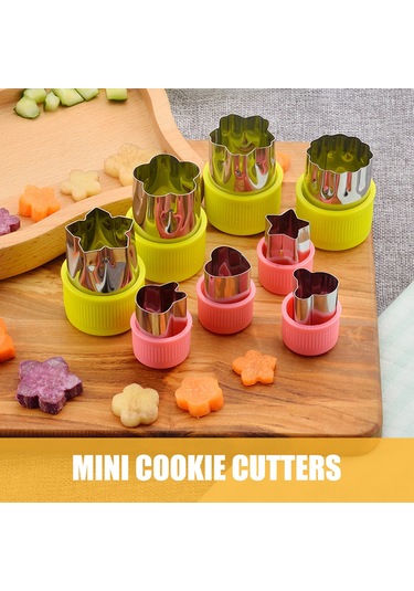 Maiyame Stok Mutfak Aletleri: Çelik Meyve Sebze Kesici, Bisküvi Şekillendirici, Bebek Yemek Araçları - Pembe Ve Mor Seti Yeşil + Pembe + Mor