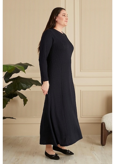 Kadın Büyük Beden Nergis Jakar Tesettür Anne Elbise 001