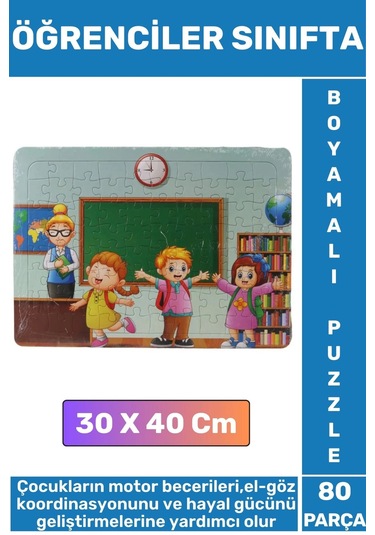 Premium Eğlenceli El Göz Koordinasyonu Motor Becerisi 80 Parça Boyamalı Puzzle Öğrenciler Sınıfta