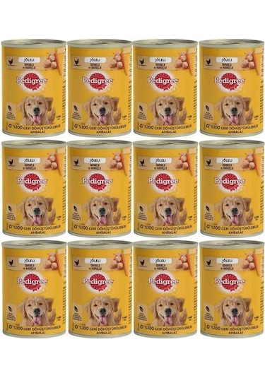 Pedigree Tavuklu Konserve Köpek Yaş Mama 400 G X12