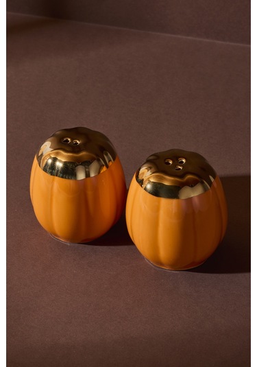 Balkabak Porselen 2'li Tuzluk-karabiberlik Turuncu