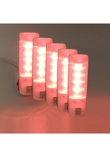 Uzun Led Gece Lambası 0,5W Tasarruflu Işıklı Fişli Düğmeli 5 Adet(503909284) Çok Renkli