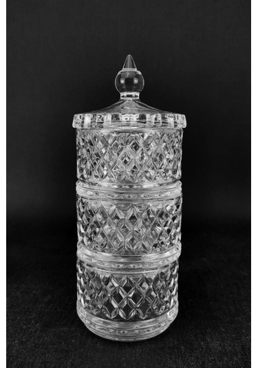 Digithome Ayaklı 3 Katlı Cam Sunumluk Kurabiyelik Ve Şekerlik 21 Cm Ku.mkz.003