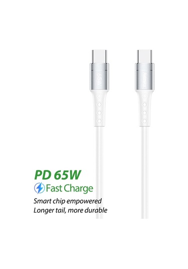 Remax Rc-198c-c Zincirleme Iı Serisi Pd 65w Usb-c / Tip-c Usb-c / Tip-c Hızlı Şarj Veri Kablosu, Kablo Uzunluğu: 1m Beyaz
